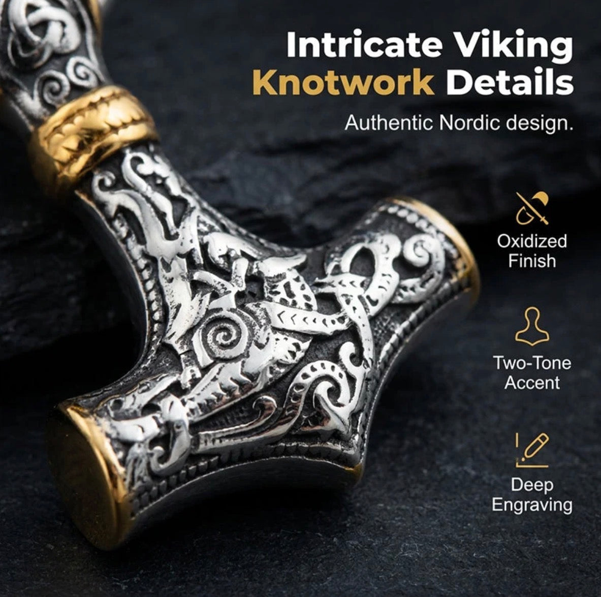 Wikinger Thor Hammer Halskette – Edelstahl Byzantinische Kette