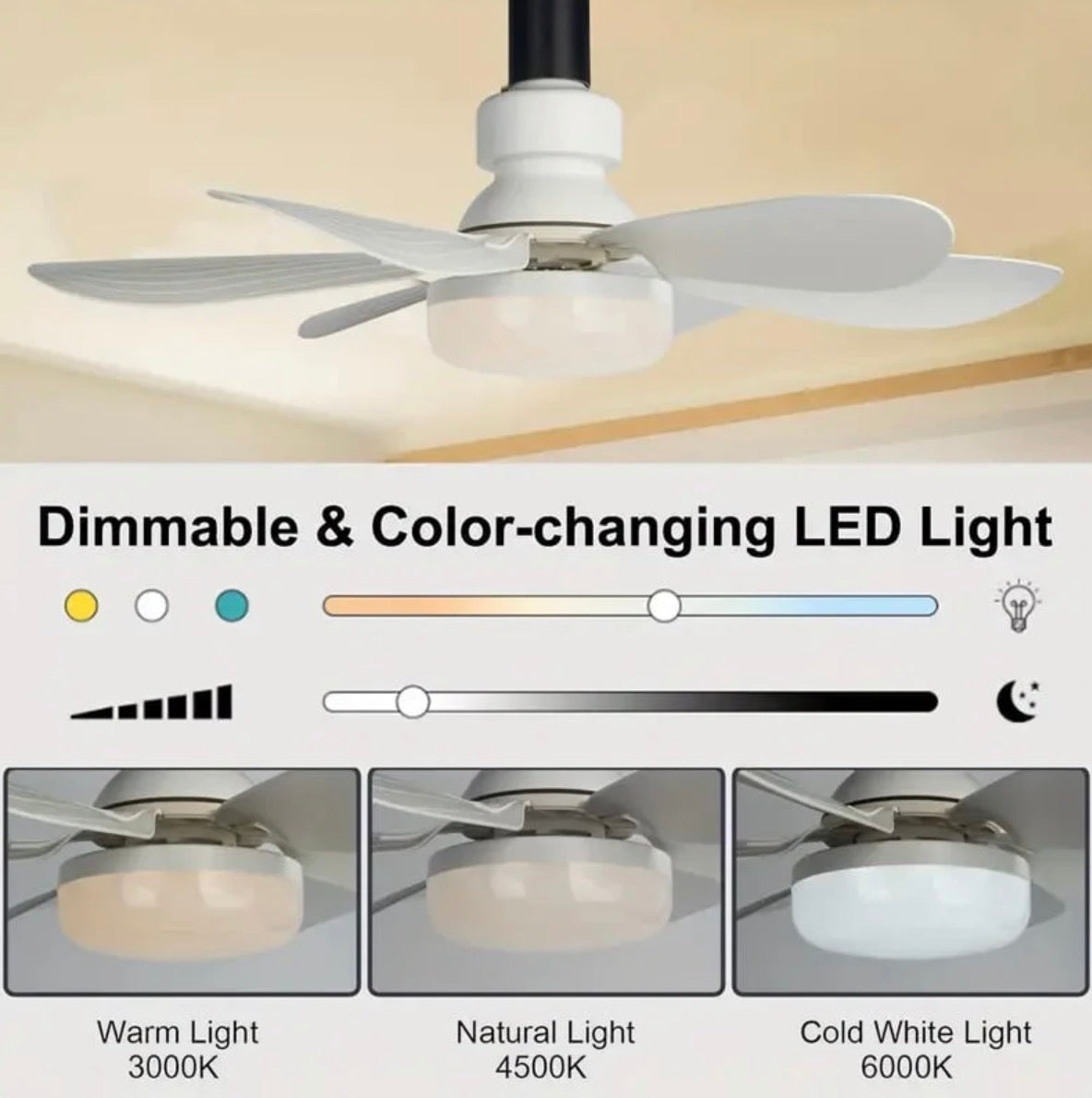 Ventilateur avec lumière à brancher