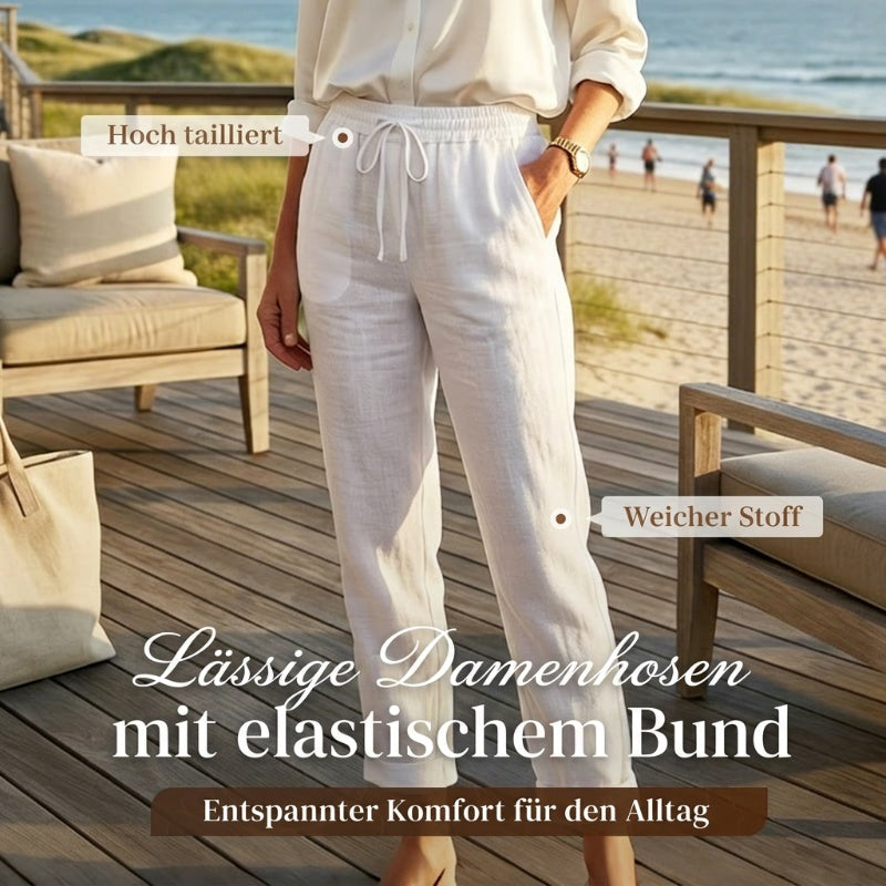 Pantalon droit femme coton et lin