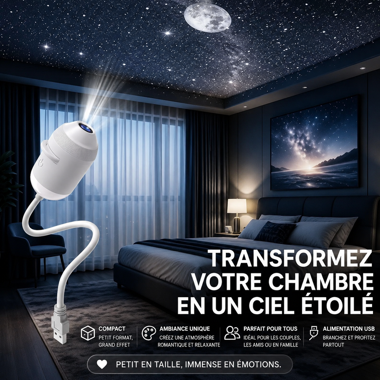Lampe Projecteur Ciel Étoilé USB
