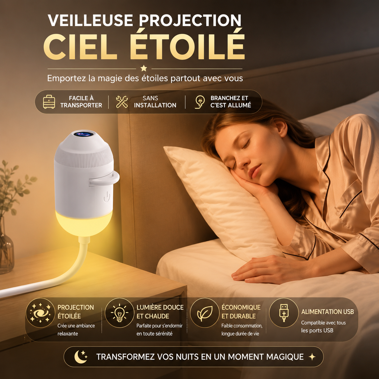 Lampe Projecteur Ciel Étoilé USB