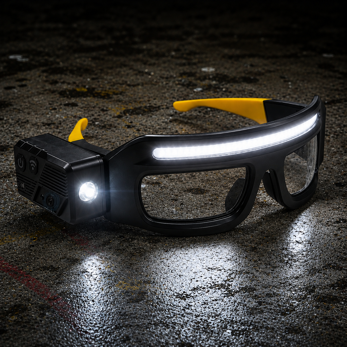 Lunettes LED avec éclairage frontal et latéral