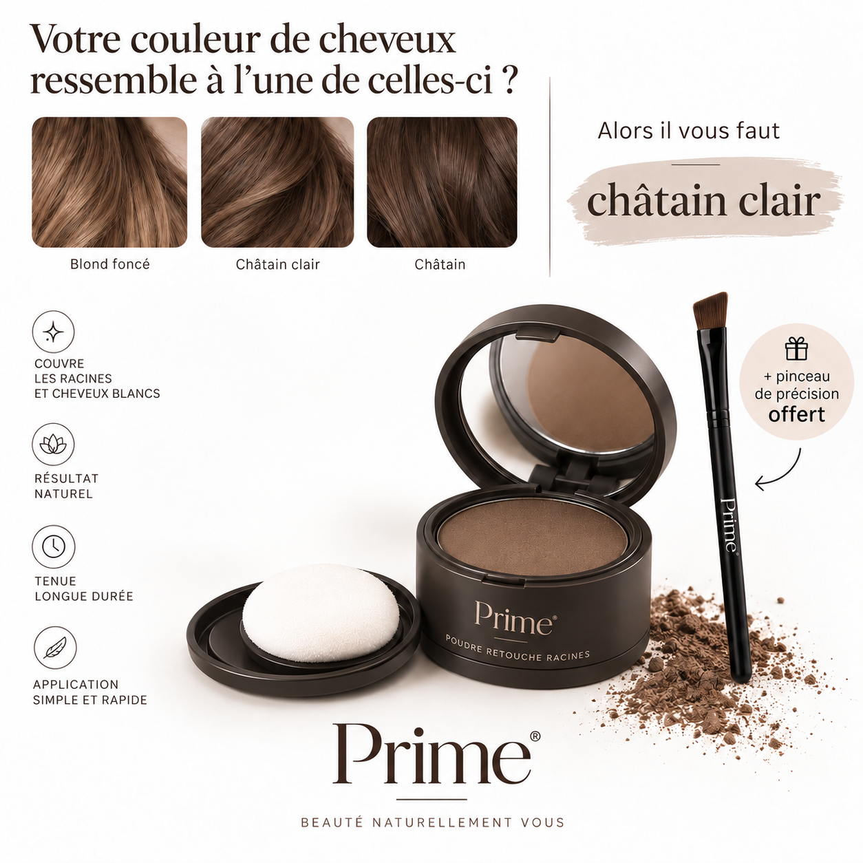 Prime poudre retouche racines - Châtain clair