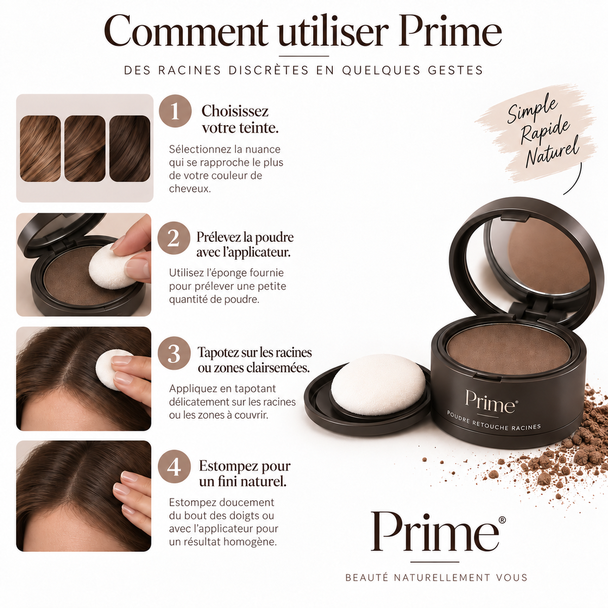 Prime poudre retouche racines - mode d'emploi